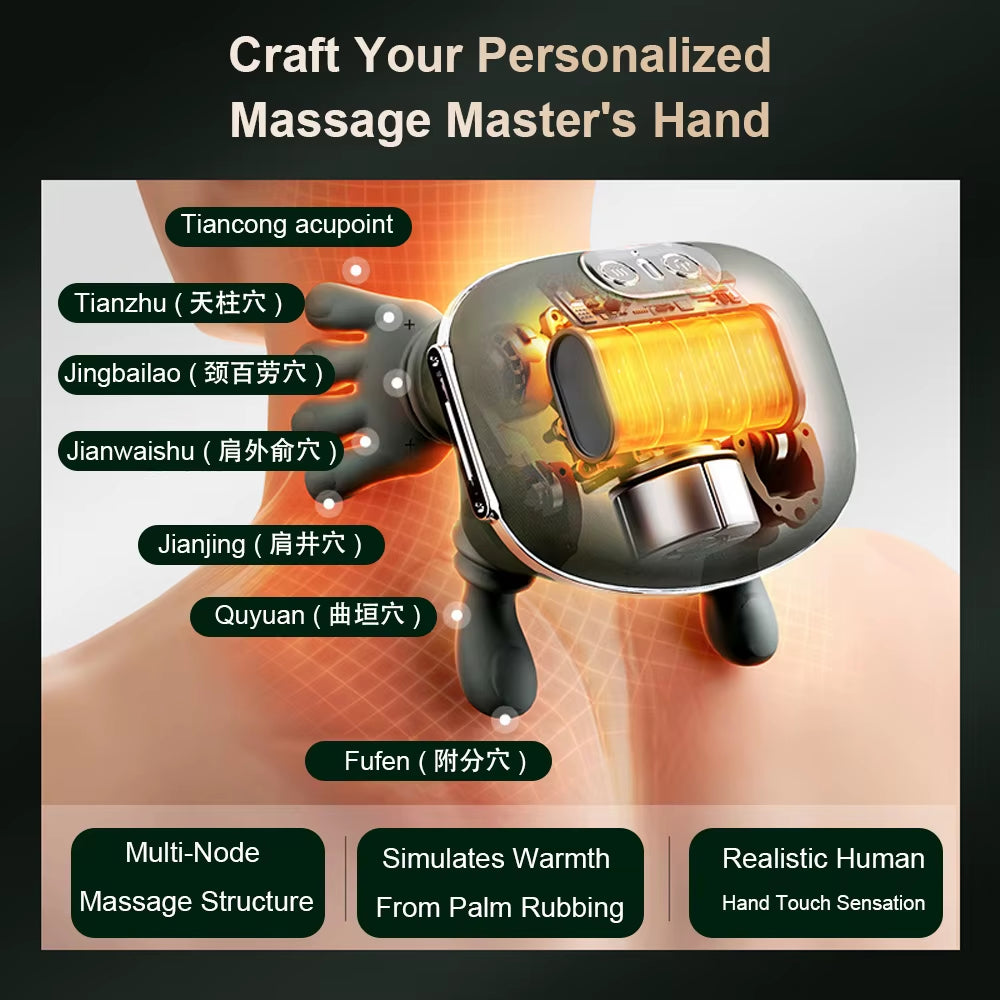 Finger Pressure Neck Massager Heated Back and Shoulder Massager Electric Kneading Neck Deep Massage Muscle Relief Fatigue Relax