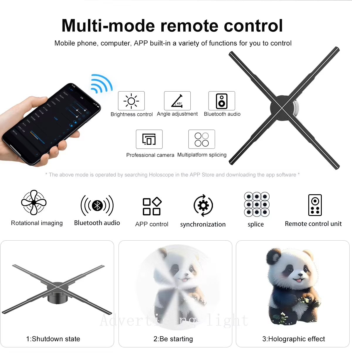 14-85CM 3D Hologram Projector Fan Display Advertising Logo Light Led Sign Holographic Lamp Three-Dimensional Projectors Lamp