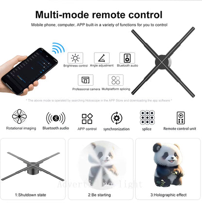 14-85CM 3D Hologram Projector Fan Display Advertising Logo Light Led Sign Holographic Lamp Three-Dimensional Projectors Lamp