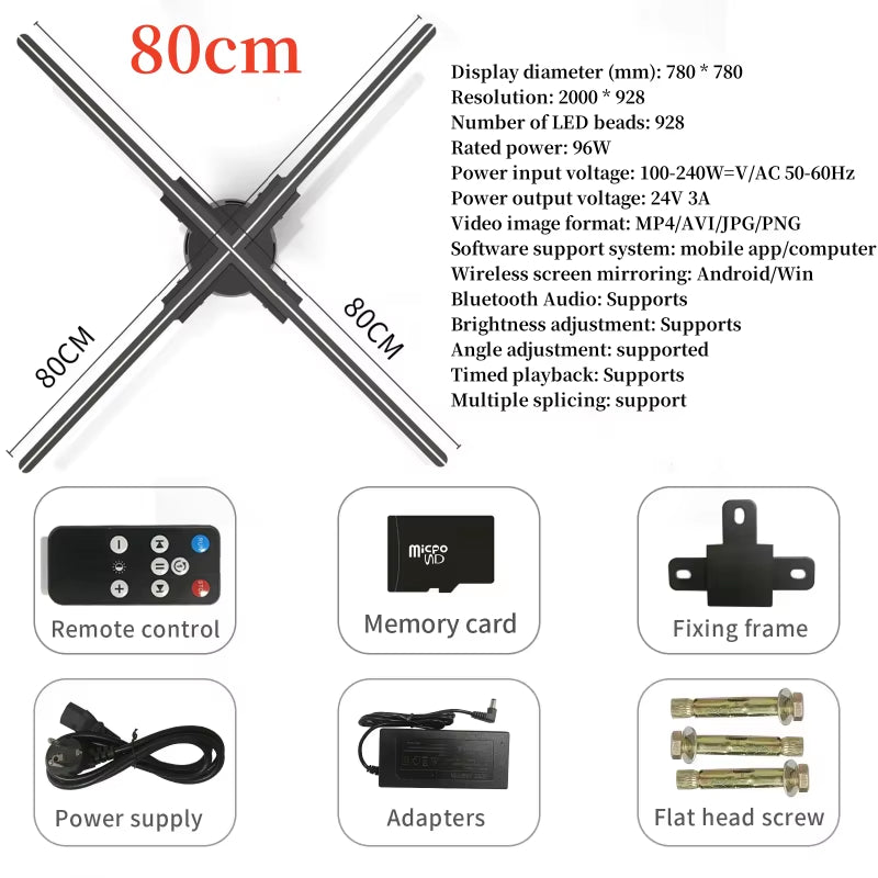 14-85CM 3D Hologram Projector Fan Display Advertising Logo Light Led Sign Holographic Lamp Three-Dimensional Projectors Lamp