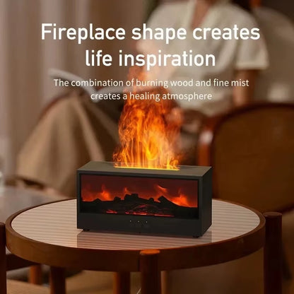 Simulated 3D Flame Aromatherapy Machine, Essential Oil Humidifier, Color Atmosphere Lighting with Remote Control, Holiday Gift