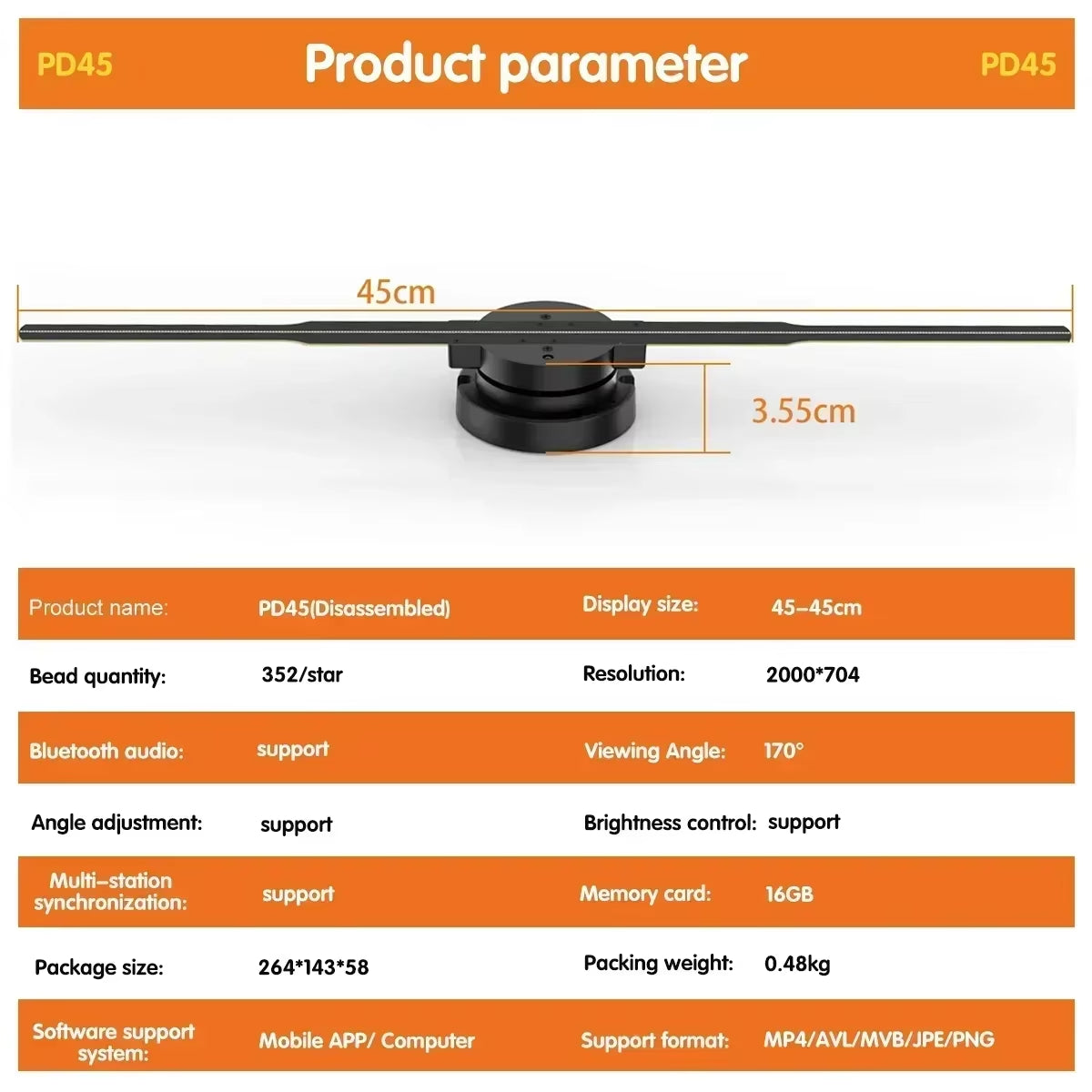 14-85CM 3D Hologram Projector Fan Display Advertising Logo Light Led Sign Holographic Lamp Three-Dimensional Projectors Lamp