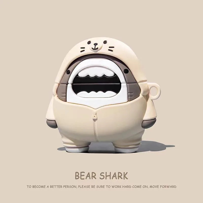 3D Cartoon Silicon Penguin Shark Case for Huawei Free Clip Shockproof Shell Headphone Guard Protective Cover for Huawei Freeclip