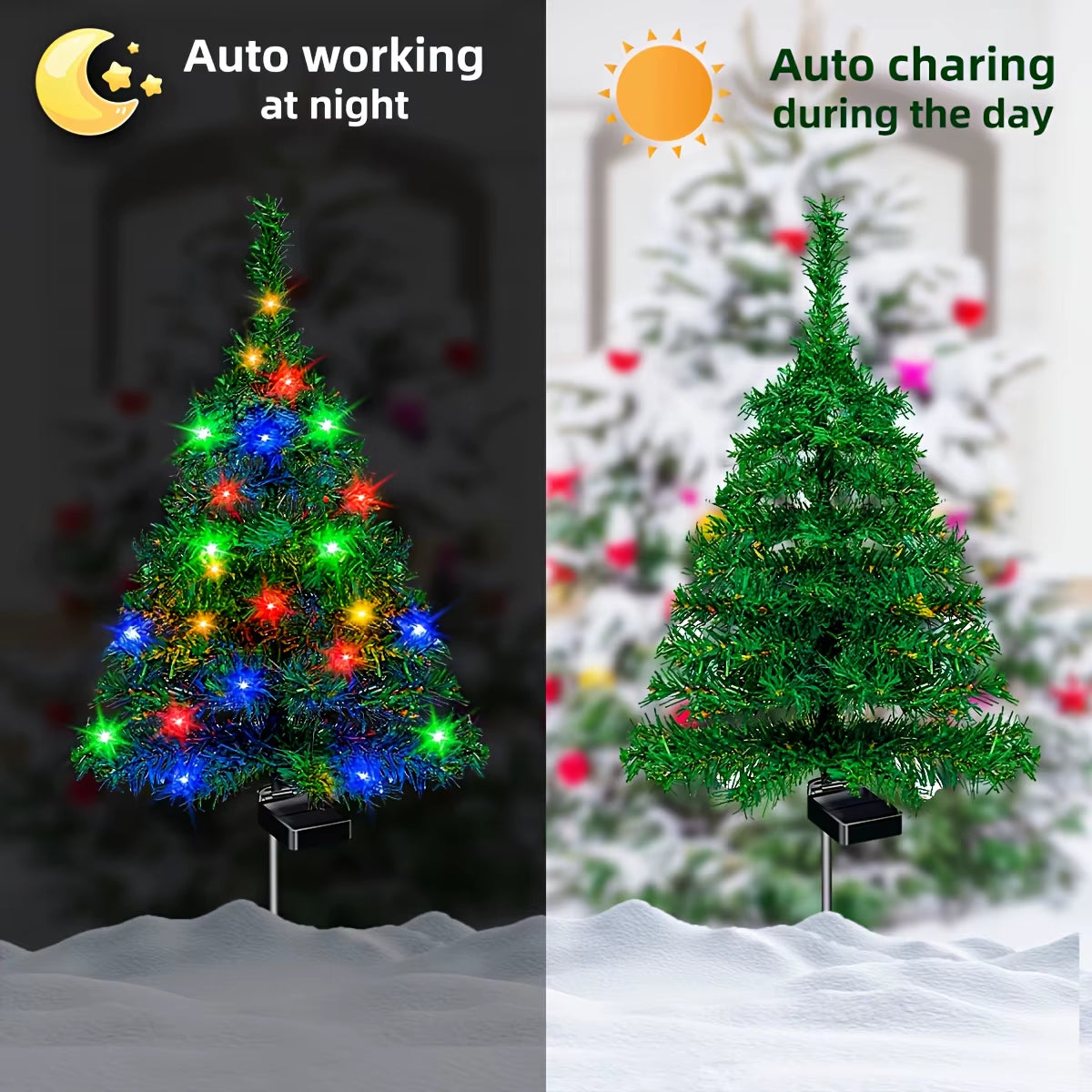 Solar Christmas Tree Lights Waterproof IP65 Durable Outdoor Decoration for Lawn Patio and Balcony Easy Installation No Wiring