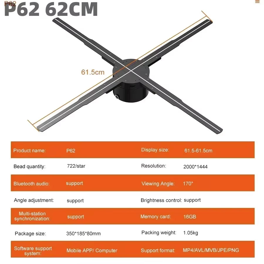 14-85CM 3D Hologram Projector Fan Display Advertising Logo Light Led Sign Holographic Lamp Three-Dimensional Projectors Lamp