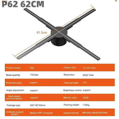 14-85CM 3D Hologram Projector Fan Display Advertising Logo Light Led Sign Holographic Lamp Three-Dimensional Projectors Lamp