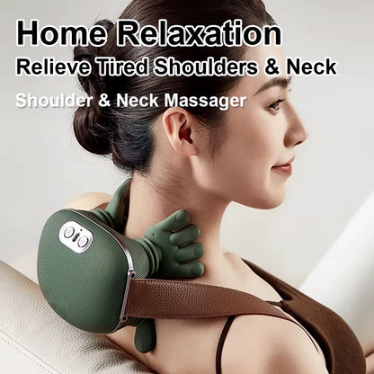 Finger Pressure Neck Massager Heated Back and Shoulder Massager Electric Kneading Neck Deep Massage Muscle Relief Fatigue Relax